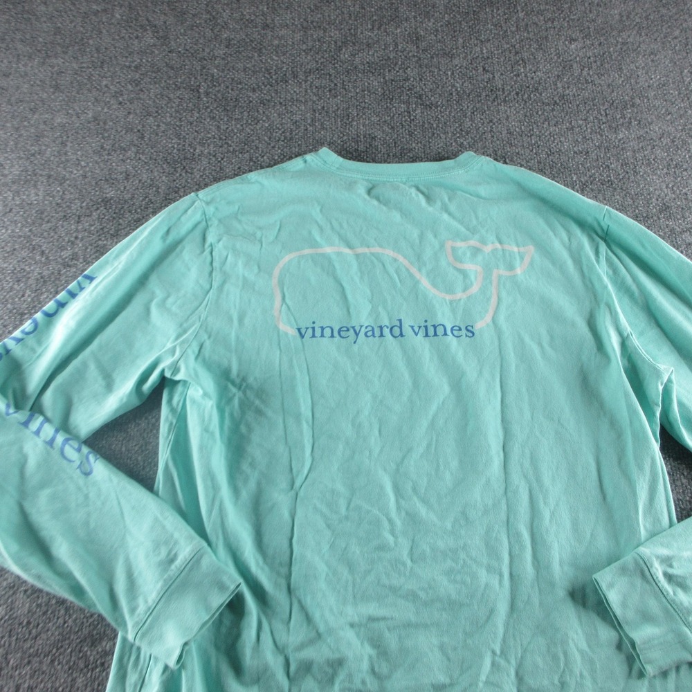 Vineyard Vines Shirt Mens M Green Long Sleeve Whale Pocket Graphic Tee Logo - Picture 2 of 9